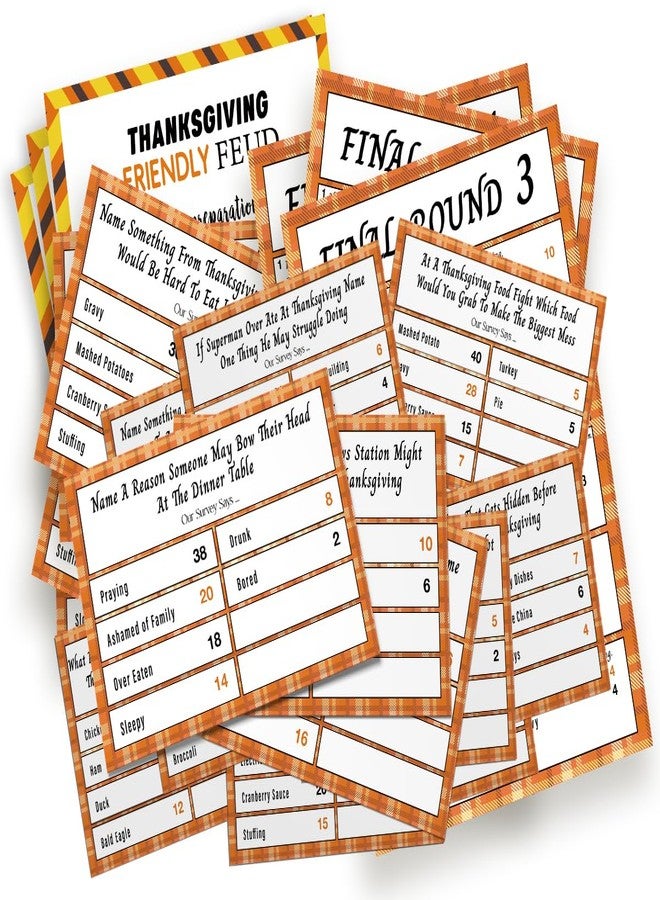 GNATV Thanksgiving Friendly Feud Game, Family Feud Game, Family Game Night, Trivia Quiz, Thanksgiving Trivia Game, Games for Family, Office, Class, Group, Fun Feud for Family -GC02 - Image 1